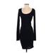 Rag & Bone Casual Dress - Bodycon Scoop Neck Long sleeves: Black Solid Dresses - Women's Size X-Small
