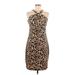 Allen B. by Allen Schwartz Casual Dress - Mini High Neck Sleeveless: Tan Leopard Print Dresses - Women's Size Medium