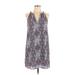 Pink Rose Casual Dress - Shift V Neck Sleeveless: Purple Dresses - Women's Size Large