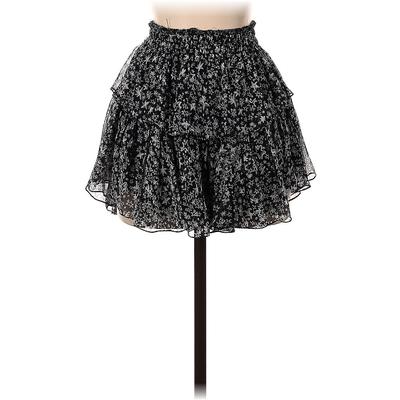 LoveShackFancy Casual A-Line Skirt Mini: Black Floral Bottoms - Women's Size X-Small