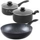 Progress COMBO-8964 Marble Ceramic Pan Set – 3 Piece with 20 cm Saucepan, 24 cm Stockpot, 28 cm Stir Fry Pan, Healthy Ceramic Non-Stick Coating, PFAS-Free, Induction, Lightweight Aluminium Cookware