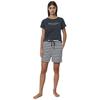 Pyjama MARC O'POLO "Mix & Match Cotton-Woven", Damen, Gr. XL (42), blau (schwarz navy,), Jersey, Obermaterial: 100% Baumwolle, unifarben, bedruckt, casual, figurumspielend ca. Mitte Oberschenkel, Rundhals, Kurzarm, Homewear-Sets, mit großem...
