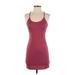 Double Zero Casual Dress - Mini Scoop Neck Sleeveless: Burgundy Print Dresses - Women's Size Small