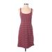 Ann Taylor LOFT Casual Dress - Slip dress: Burgundy Stripes Dresses - Women's Size 0