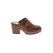 Dr. Scholl's Mule/Clog: Slip-on Platform Boho Chic Brown Solid Shoes - Women's Size 7 - Round Toe