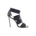 M. Gemi Heels: Strappy Stiletto Cocktail Black Solid Shoes - Women's Size 38 - Open Toe