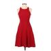 Banana Republic Casual Dress - A-Line Crew Neck Sleeveless: Red Print Dresses - New - Women's Size 00 Petite