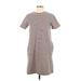 Lou & Grey Casual Dress - Mini Crew Neck Short Sleeve: Brown Print Dresses - Women's Size Small