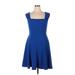 Ivy & Blu Casual Dress - A-Line Square Sleeveless: Blue Print Dresses - Women's Size 14