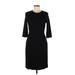 J. McLaughlin Casual Dress - Sheath High Neck 3/4 sleeves: Black Solid Dresses - Women's Size Medium