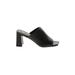 Steve Madden Heels: Slip-on Chunky Heel Minimalist Black Solid Shoes - Women's Size 5 1/2 - Open Toe