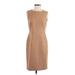 Anne Klein Cocktail Dress - Sheath Crew Neck Sleeveless: Tan Solid Dresses - Women's Size 2