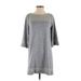 THML Casual Dress - Mini Crew Neck 3/4 sleeves: Gray Marled Dresses - Women's Size Small