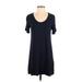 Michael Stars Casual Dress - Shift Scoop Neck Short sleeves: Blue Print Dresses - Women's Size X-Small