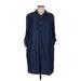 Jones New York Casual Dress - Mini High Neck 3/4 sleeves: Blue Solid Dresses - Women's Size 8