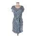 Sonoma Goods for Life Casual Dress Scoop Neck Short sleeves: Blue Dresses - Women's Size Large