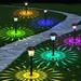 8 Pack Colored Decorative Solar Pathway Lights with Color Changing Garden Stake Glass Waterproof Solar Powered Landscape Lights