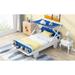 Wood Twin Size Car Bed with Ceiling Cloth, Headboard and Footboard