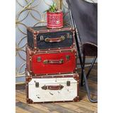 Set of 3 Farmhouse Wooden Trunk Style Boxes by Studio 350 - Red