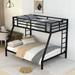 Metal Bunk Bed with 2 Ladders, Heavy Duty Sturdy Bedframe with Safety Guardrails for Kids, Teens & Adults, No Box Spring Needed