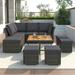Outdoor 9-Piece Wicker Modular Sectional Sofa Set with Coffee Table, Patio Conversation Set with Storage Ottomans and Cushions