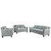 3-piece Sectional Sofa Set, 3 Seat Button Tufted Sofa, Wood Frame Loveseat for Living Room, Upholstered Single Chair, Gray