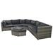 Outdoor Patio 6 Piece Wicker Sectional Sofa Set with Ottoman, All Weather Conversation Set with Small Trays and Coner Sofa