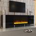 Fireplace TV Stand w/ 34.2" Fireplace, Modern High Gloss Entertainment Center w/ 2 Cabinets, Media Console for TVs up to 70"