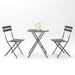 3 Pieces Patio Bistro Balcony Metail Chair Table Set