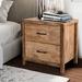 Farmhouse Distressed Solid Wood 2-Drawer Nightstand End Table