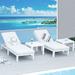 Adjustable Patio Outdoor Chaise Aluminum Lounge Chair with Table Set of 2 - N/A