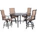 Cambridge Hammond 5-Piece Outdoor High-Dining Set with 4 Contoured-Sling Swivel Chairs and a 50-In. Round Cast-Top Table