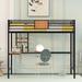 Metal Loft Bed Twin Size with Desk and Shelf, Metal Twin Bedframe