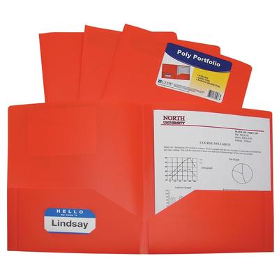 C-Line Poly 2-Pocket Portfolio Folder, Letter Size, Orange, Pack of 25
