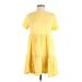 Old Navy Casual Dress - A-Line Crew Neck Short sleeves: Yellow Print Dresses - Women's Size Small
