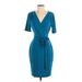 White House Black Market Casual Dress - Wrap: Teal Dresses - Women's Size 4