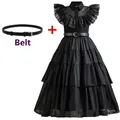 Costume de Film de mercredi pour Fille Robe Noire en Maille Style Gothique pour Carnaval