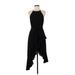 CeCe Casual Dress - Midi Halter Sleeveless: Black Solid Dresses - Women's Size 6