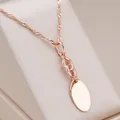 Kinel-Collier pendentif brillant pour femme or rose 585 boucles d'oreilles géométriques simples