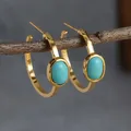 Boucles d'oreilles créoles en perles bleues ovales vintage classiques pour femmes bijoux délicats