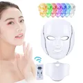 7 colori LED maschera facciale terapia della luce fotone viso collo serraggio cura di bellezza per