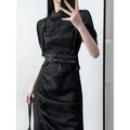 Nuovo vestito Qipao in stile cinese vestito cinese Jacquard nero Sexy migliorato Cheongsams vestito