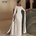 OEING maniche lunghe semplice elegante abito bianco Dubai abito formale arabo abito da sera donna