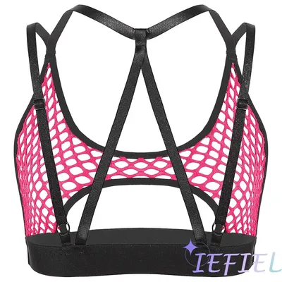 Women Hollow Crop Tops See Through Fishnet Cutout Bra Top Workout Yoga Camisole Bralette Underboob Vest Festival Rave Clubwear