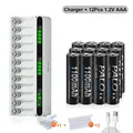 PALO 1.2V AAA Ni-MH Rechargeable Battery AAA Batteries 1100mAh AAA 3A Battery +12 Slots LCD USB AA