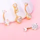 4pcs Belly Button Ring 14G 6/10mm Stainless Steel Navel Belly Rings Crystal Heart Shape Belly