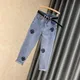 Women's Jeans Straight Leg and Capris Pants for Woman Cropped with Pockets Pipe High Waist Shot