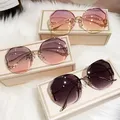 Fashion Rimless Sunglasses Vintage Sun Glasses Women Brand Travel Gradient Sun Glasses Luxury