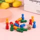 16Pcs/Set Children's Humanoid Wooden Puzzle Game Wooden Board Game Chess Pieces Humanoid Checkers