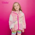 VIKITA Girl Autumn Spring Clothes Children Fleece Jacket Kids Star Sequined Wool Sweater Coat